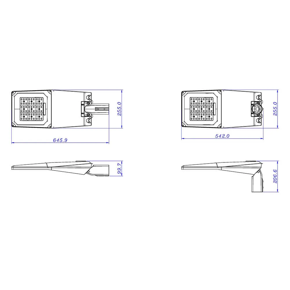 LED Street Light Body MLT-SLH-LM-II Mechanical Dimensions