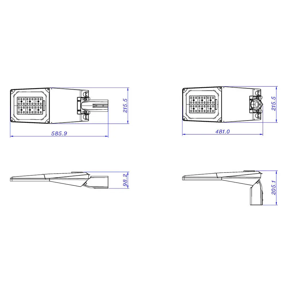 Housing For LED Street Light MLT-SLH-LS-II Mechanical Dimensions