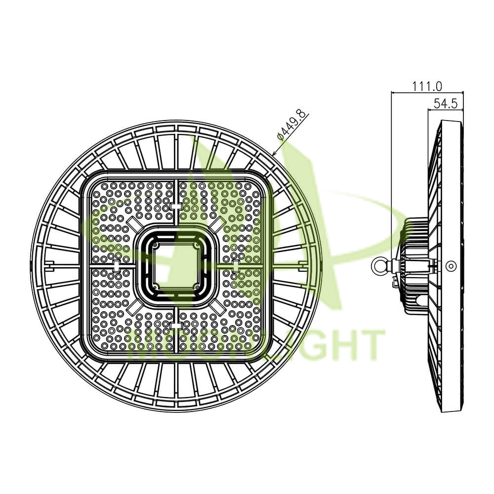 LED High Bay Housing MLT-HBH-BM-II Mechanical Dimensions