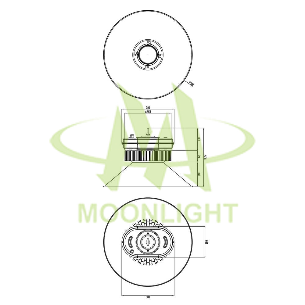 LED High Bay Housing MLT-HBH-BS-I Mechanical Dimensions