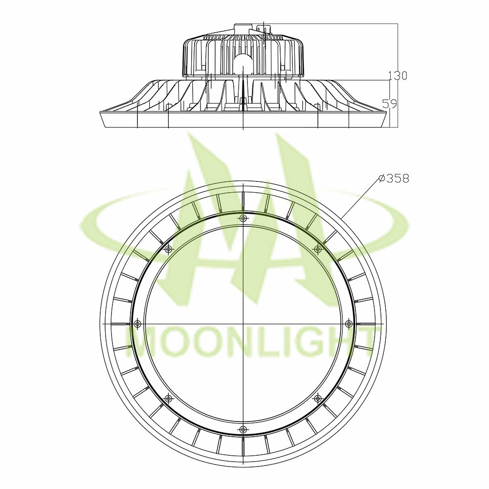 LED High Bay Housing MLT-HBH-CS-II Mechanical Dimensions