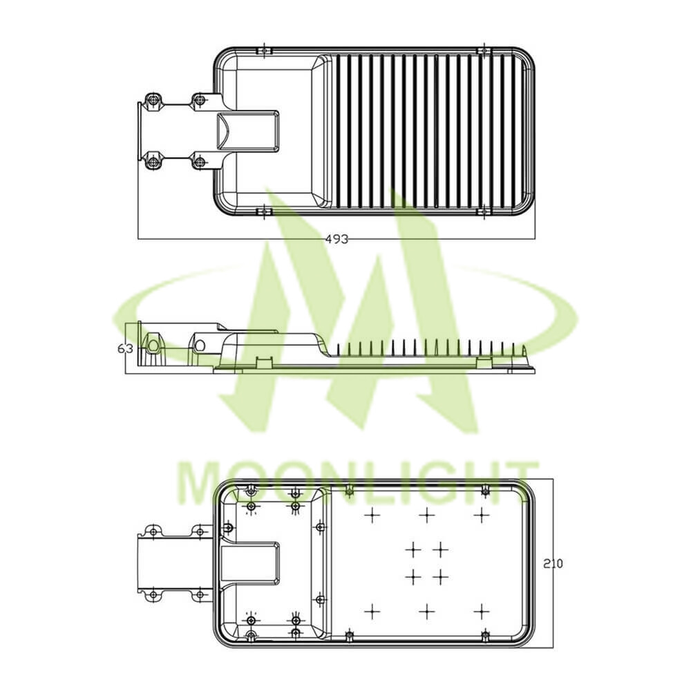 LED Street Light Housing MLT-SLH-CS-II Mechanical Dimensions