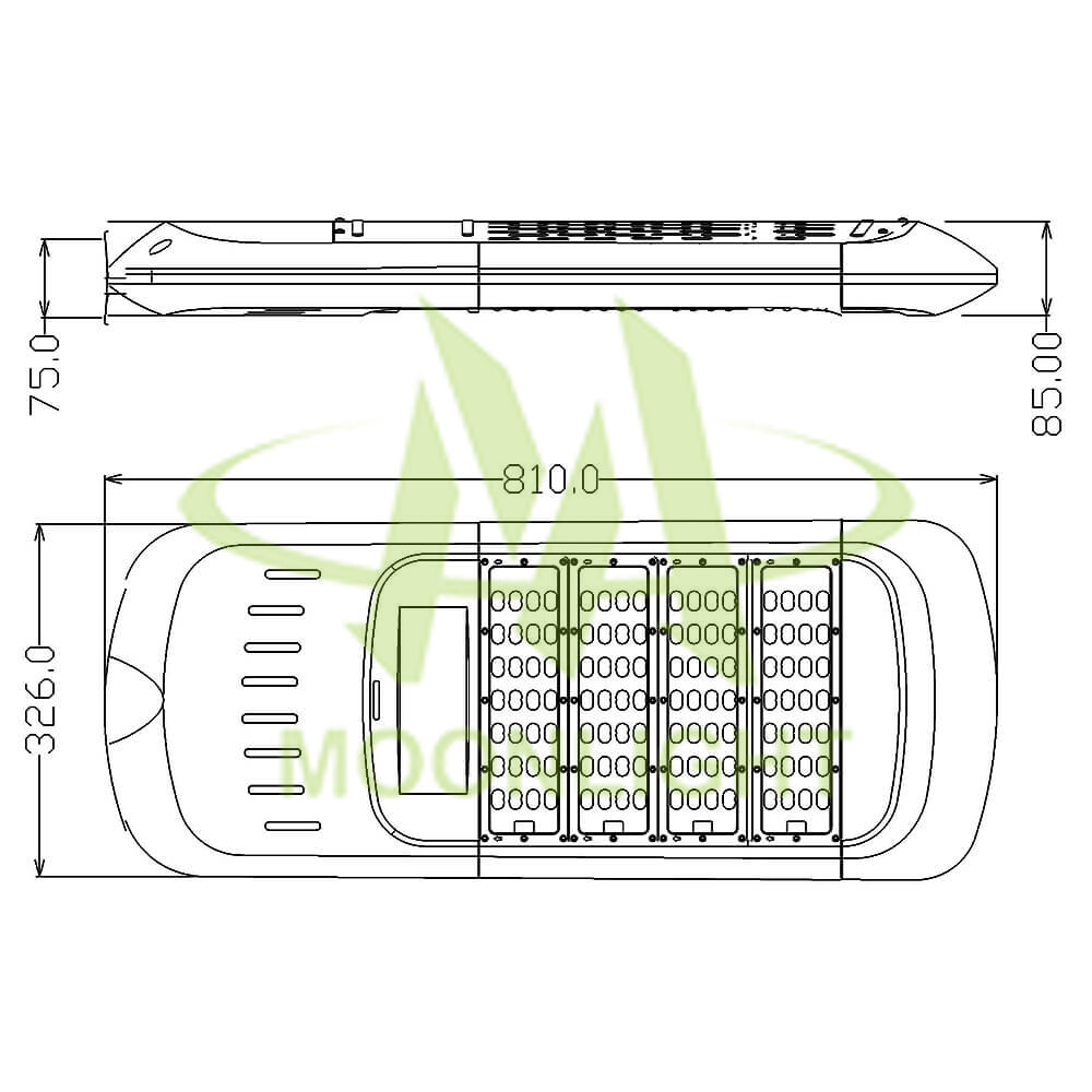 LED Street Light Housing MLT-SLH-IL-II Mechanical Dimensions