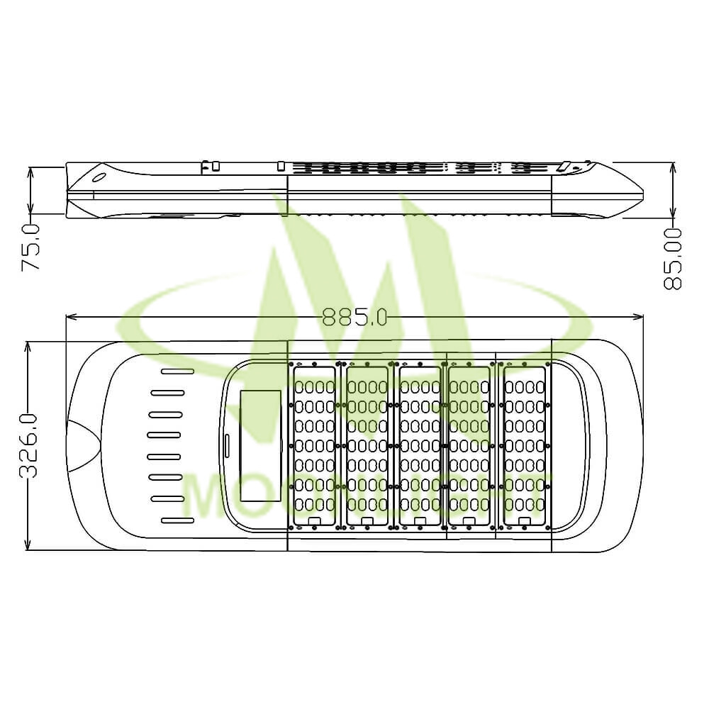 LED Street Light Housing MLT-SLH-IXL-II Mechanical Dimensions