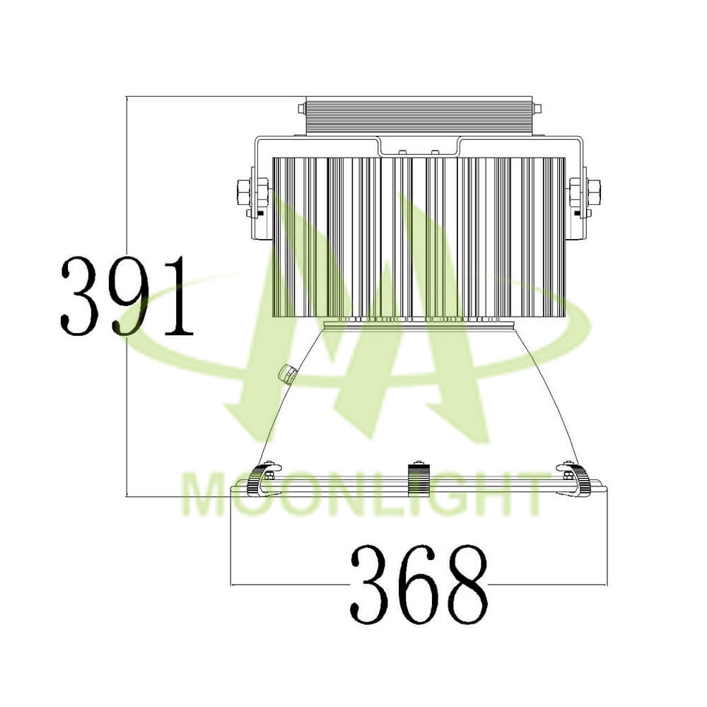 LED Tower Crane Light Housing MLT-TCLH-AL-I Mechanical Dimensions